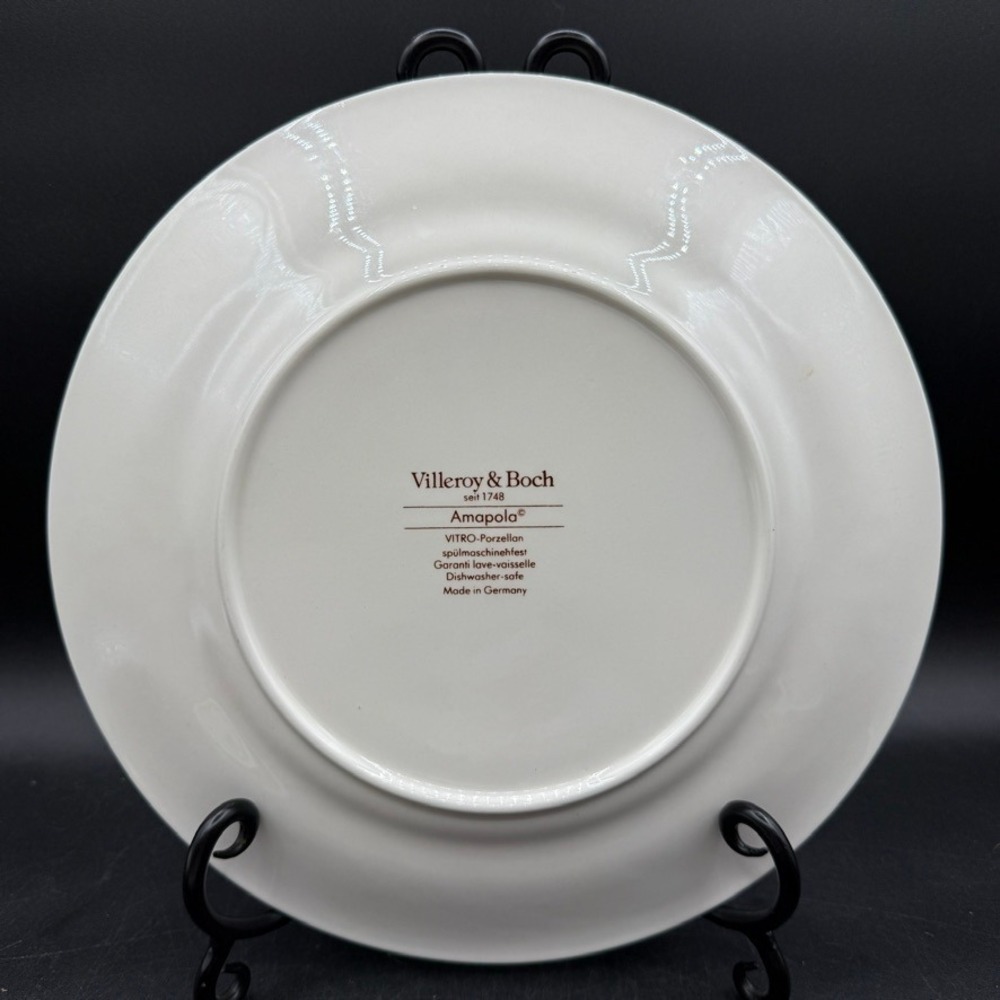 Villeroy & Boch AMAPOLA Poppies Dinner Plate 10.5" Set of 4 Brown Backstamp - Picture 5 of 6